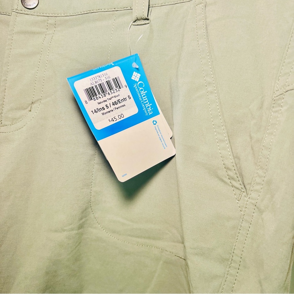 Columbia Women’s Green Saturday Trail Shorts 5” Inseam Omni-Shield Sz 14 RN69724 - Picture 5 of 11